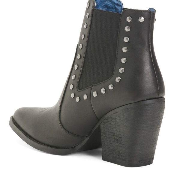 Dingo Stay Sassy Western Booties Women's Studded Ankle Leather Boots Black Sz 7 - Picture 2 of 5